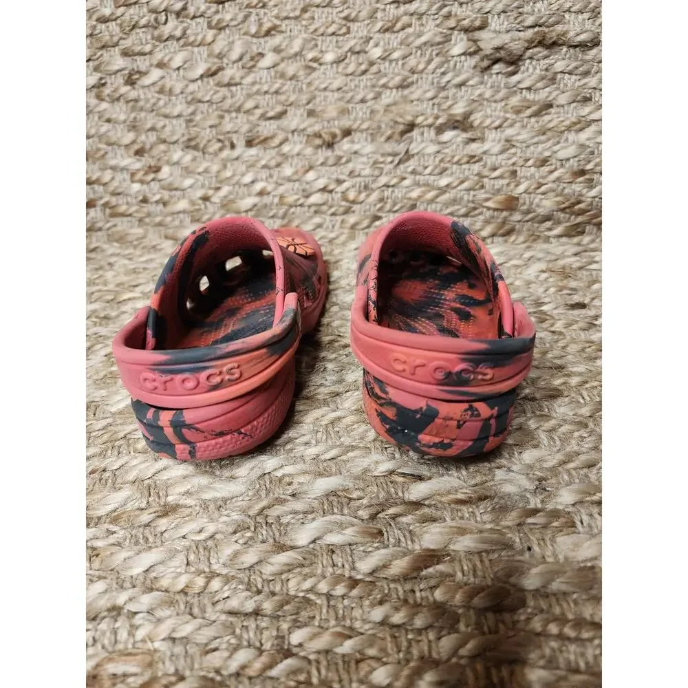 Crocs Classic Kids Toddler Red and Black Marble Shoes Clogs Size C 11